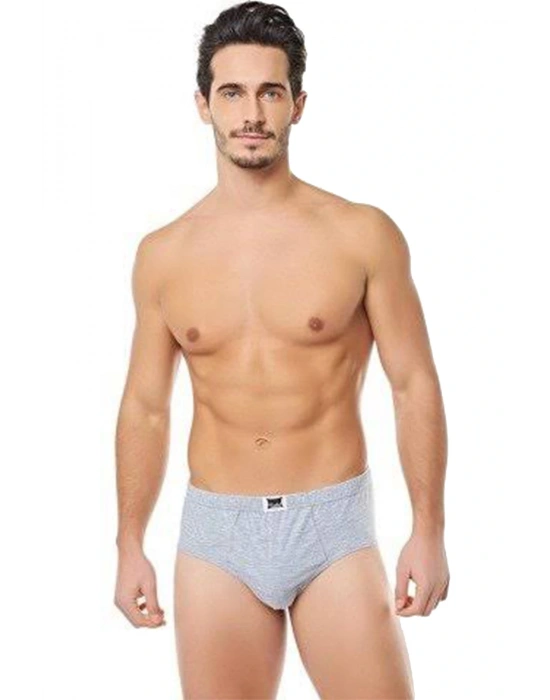 Erkek Gri 3Lü Paket Pamuklu Penye  Külot