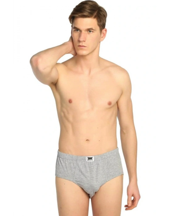 Erkek Gri 3Lü Paket Pamuklu Penye  Külot