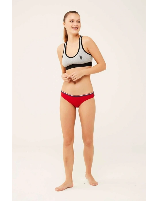 U.S. Polo Assn. Kadın Beyaz - Lacivert - Kırmızı 3 Lü Slip