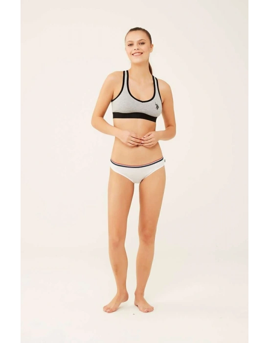 U.S. Polo Assn. Kadın Beyaz - Lacivert - Kırmızı 3 Lü Slip