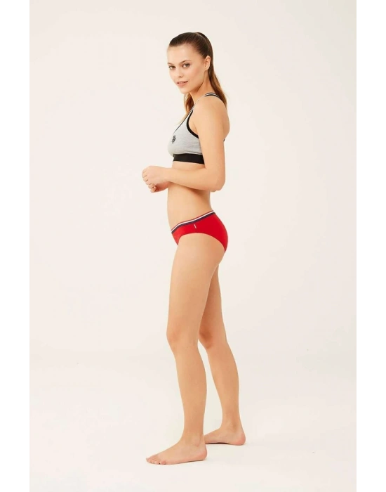 U.S. Polo Assn. Kadın Beyaz - Lacivert - Kırmızı 3 Lü Slip