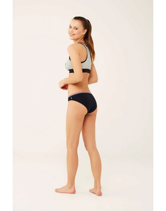 U.S. Polo Assn. Kadın Beyaz - Lacivert - Kırmızı 3 Lü Slip