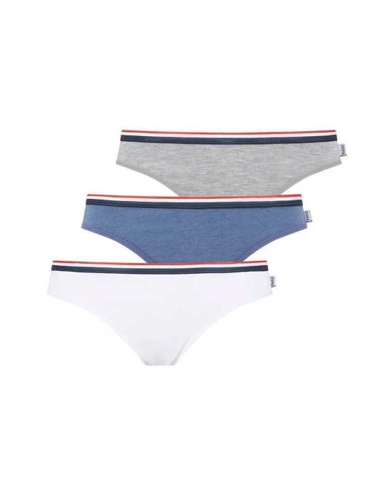 Kadın Beyaz - Mavi Melanj - Gri Melanj 3 Lü Slip 66271