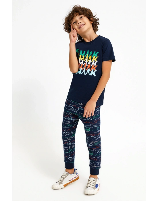 Rolypoly Shark Lacivert Erkek Çocuk Pijama Takımı