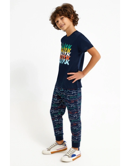 Rolypoly Shark Lacivert Erkek Çocuk Pijama Takımı