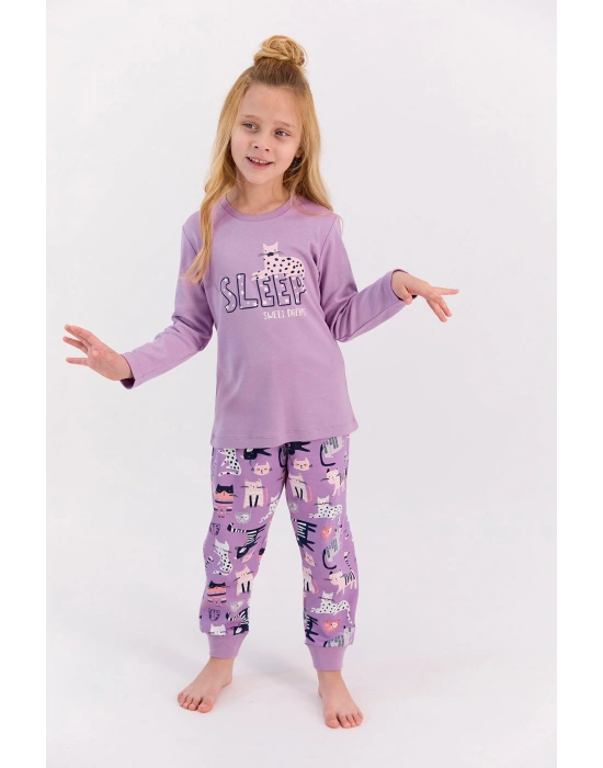 Rolypoly Sleep Lila Kız Çocuk Uzun Kol Pijama Takımı