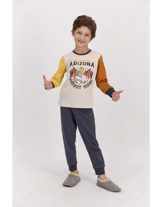 Arizona Kum Beji Erkek Çocuk Mevsimlik Pijama Takımı