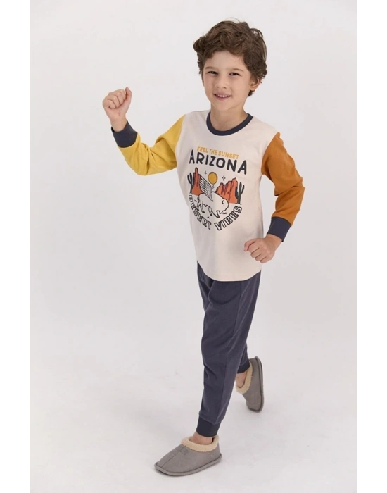Arizona Kum Beji Erkek Çocuk Mevsimlik Pijama Takımı