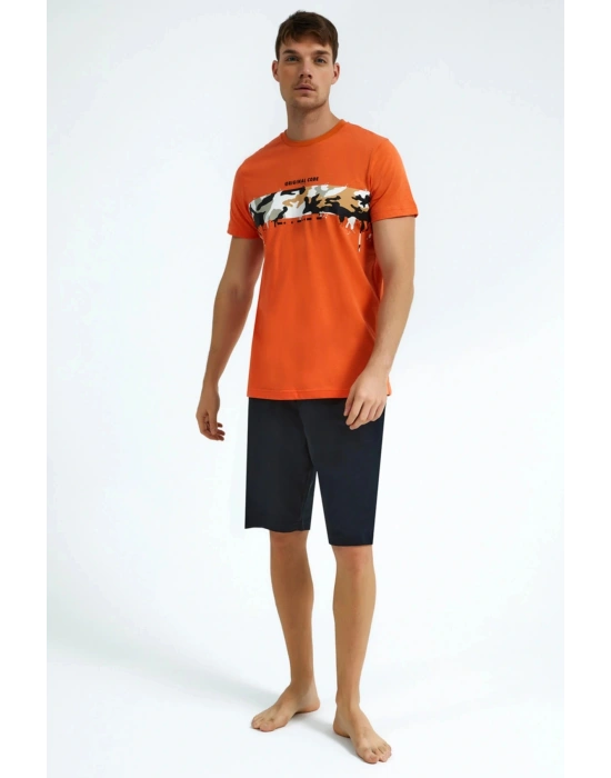 Erkek Baba Oğul Kombin Yazlık Kapri Takım Rp2727-msd Turuncu