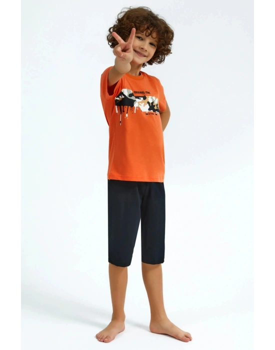 Erkek Baba Oğul Kombin Yazlık Kapri Takım Rp2727-msd Turuncu