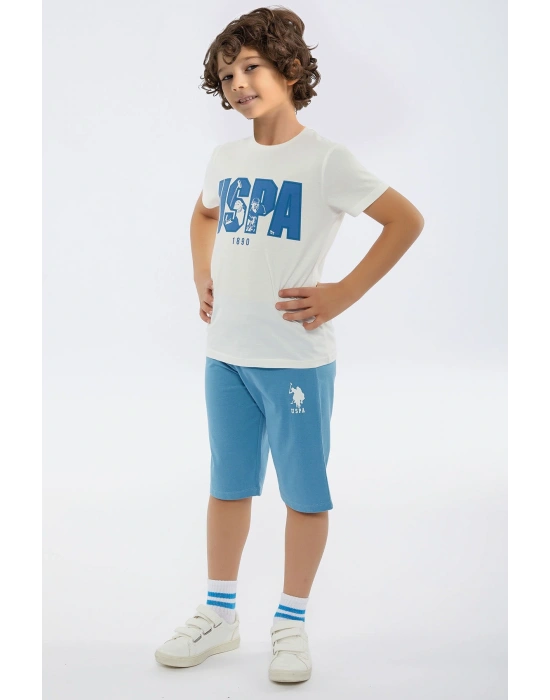 Us Polo Assn Erkek Çocuk Indigo Bisiklet Yaka Kapri Takım 1036