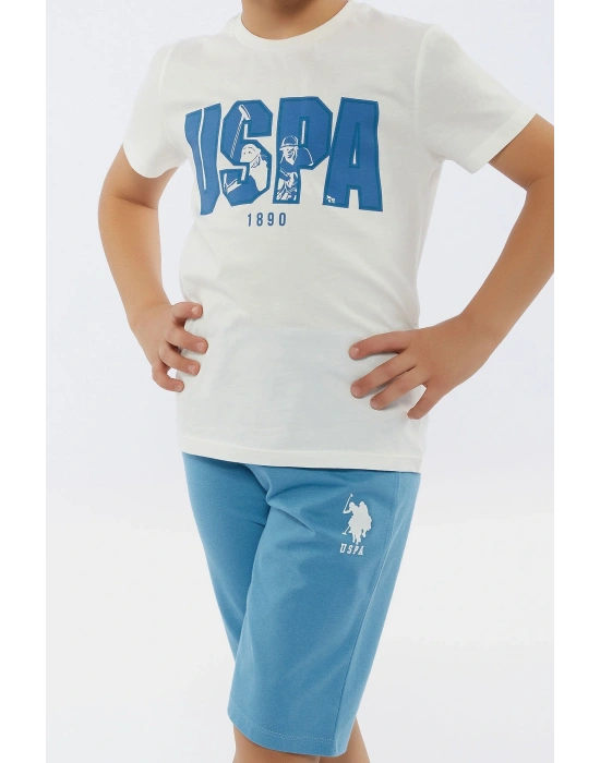 Us Polo Assn Erkek Çocuk Indigo Bisiklet Yaka Kapri Takım 1036