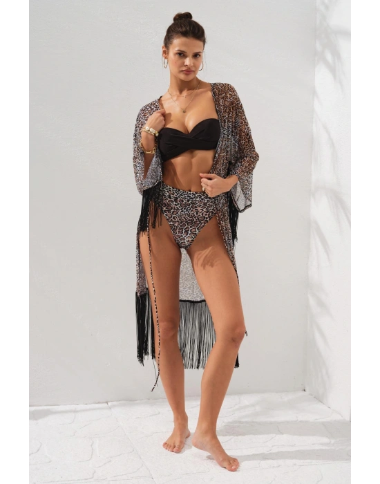 Püsküllü Tunik Pareo Leopar 231805-d