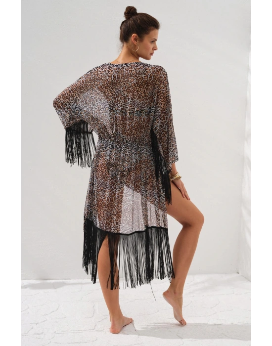 Püsküllü Tunik Pareo Leopar 231805-d