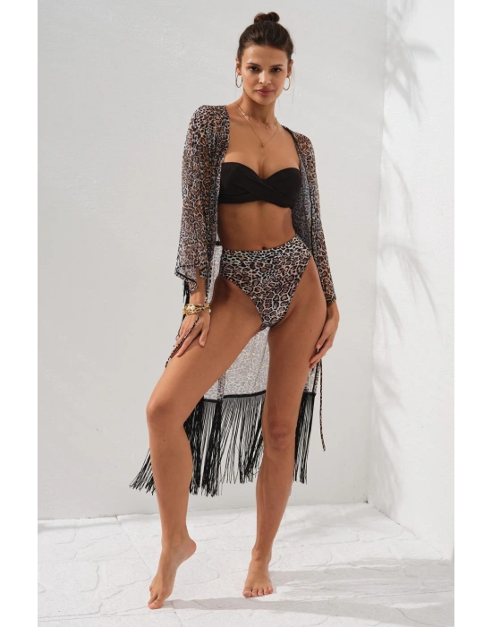 Püsküllü Tunik Pareo Leopar 231805-d