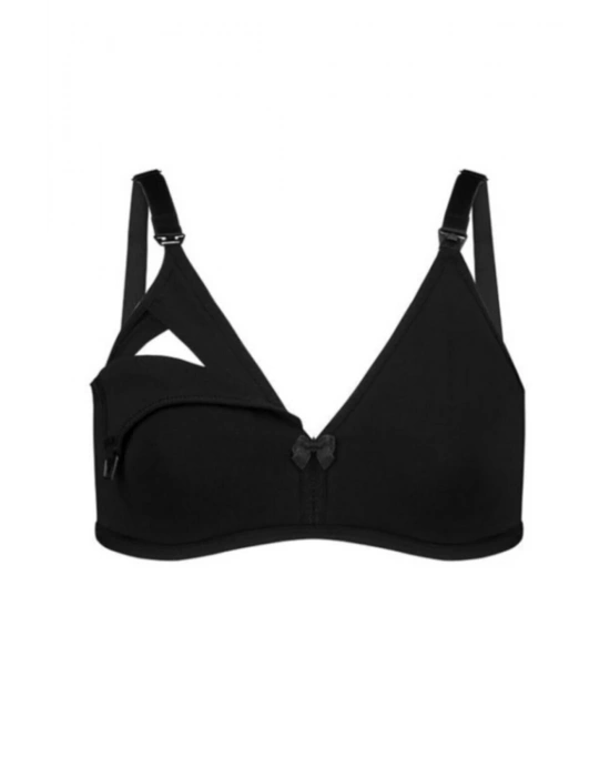 Kadın Siyah Modal Kumaş Emzirme Sütyeni 2236