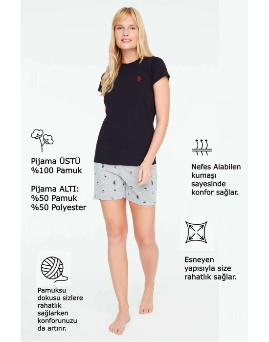 16889 Kadın Lacivert T-shirt Şort Takımı
