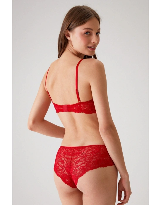 Kırmızı 4800 Balenli Tül Işlemeli Kapsız Çeyiz Iç Çamaşır Takımı