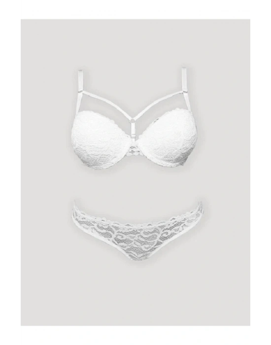 4861 Balenli Push Up Dolgulu Dantelli Fantezi Sütyen ve Külot İç Çamaşır Takımı
