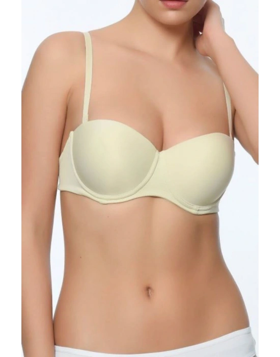 Kadın Ten 6021 Balenli Straplez Şeffaf Askılı Desteksiz Micro Sütyen
