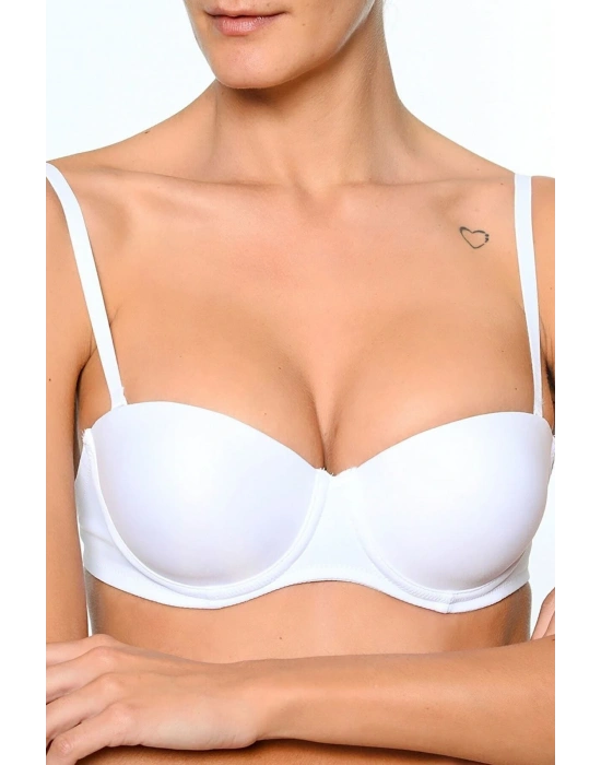 Kadın Ten 6021 Balenli Straplez Şeffaf Askılı Desteksiz Micro Sütyen