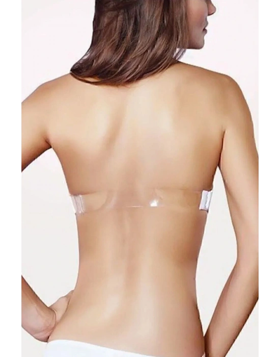 1502 Kadın Balenli Desteksiz Kaplı Straplez Sütyen -Beyaz