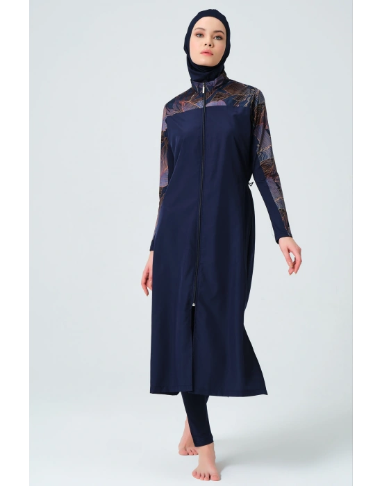 Yakut Tam Kapalı Tesettür Mayo 23512-23 Lacivert