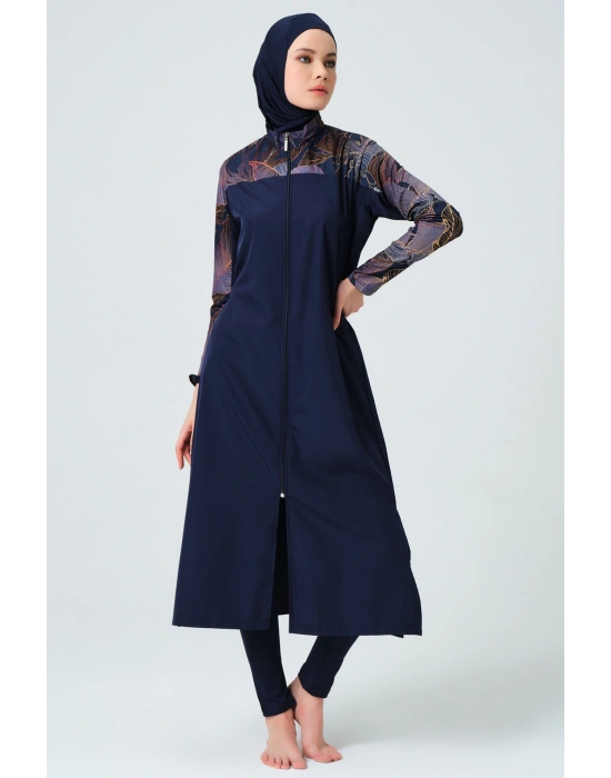 Yakut Tam Kapalı Tesettür Mayo 23512-23 Lacivert