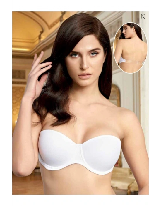 Tek Sırt Şeffaf Askılı Push-up Içi Dolu Straplez Sütyen 1505