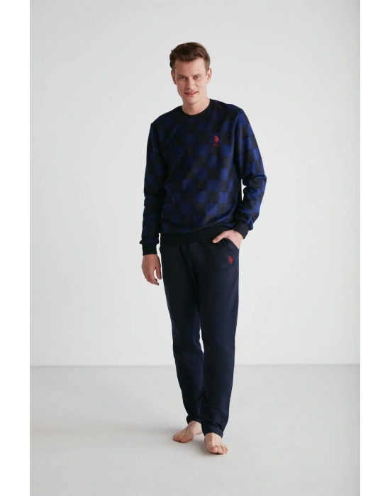 18713 Erkek Lacivert Yuvarlak Yaka Uzun Kollu Pijama Takımı