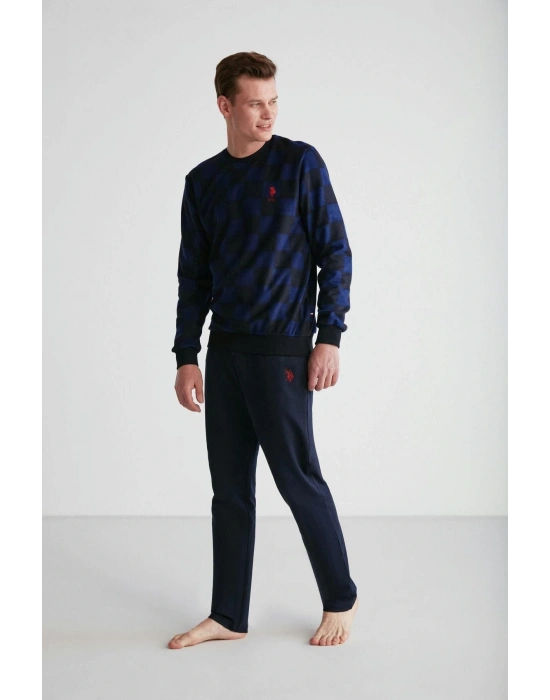 18713 Erkek Lacivert Yuvarlak Yaka Uzun Kollu Pijama Takımı
