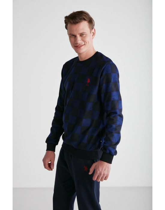 18713 Erkek Lacivert Yuvarlak Yaka Uzun Kollu Pijama Takımı