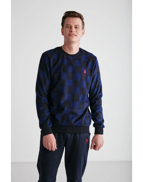 18713 Erkek Lacivert Yuvarlak Yaka Uzun Kollu Pijama Takımı