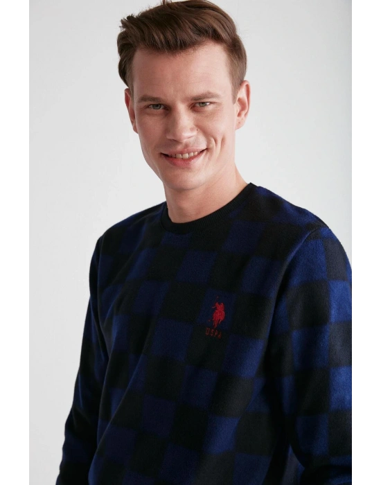 18713 Erkek Lacivert Yuvarlak Yaka Uzun Kollu Pijama Takımı