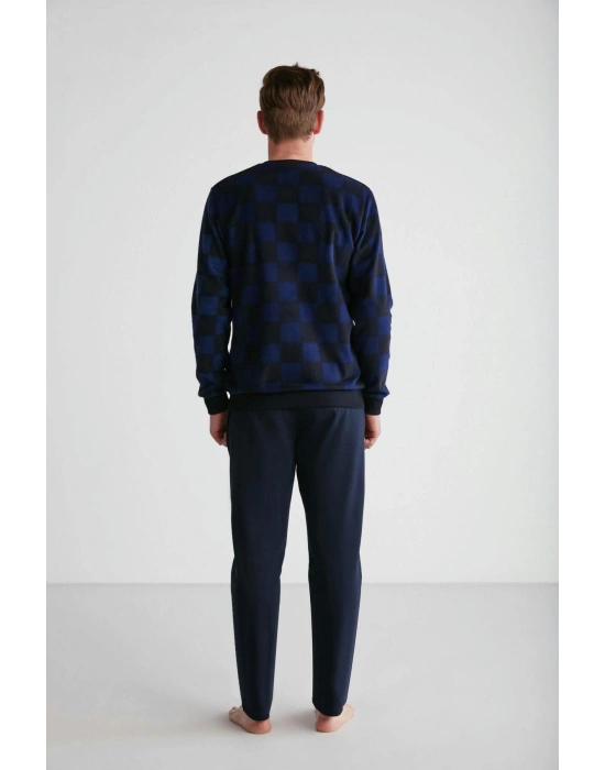 18713 Erkek Lacivert Yuvarlak Yaka Uzun Kollu Pijama Takımı