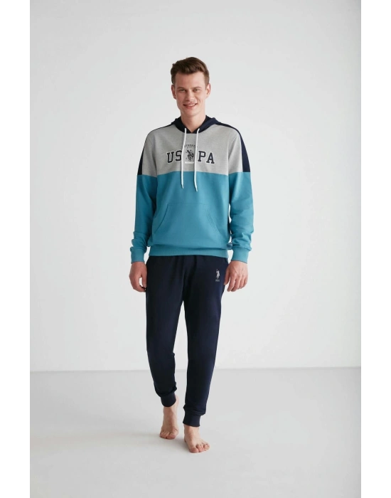 - Erkek Turkuaz Kapşonlu Pijama Takımı