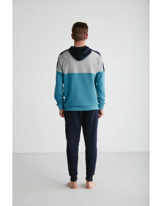 - Erkek Turkuaz Kapşonlu Pijama Takımı