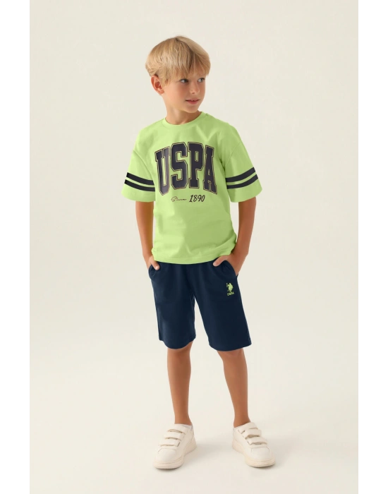 U.S. Polo Assn Lisanslı Sim Lime Erkek Çocuk Bermuda Takım