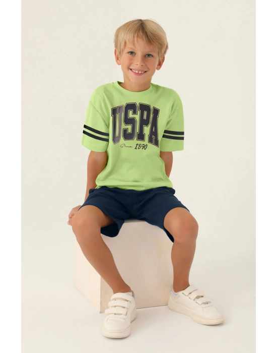 U.S. Polo Assn Lisanslı Sim Lime Erkek Çocuk Bermuda Takım