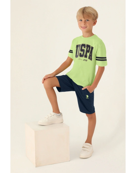 U.S. Polo Assn Lisanslı Sim Lime Erkek Çocuk Bermuda Takım