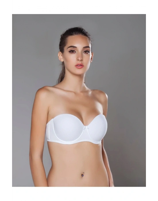 Kadın Beyaz Straplez Dolgusuz Sütyen MML2153