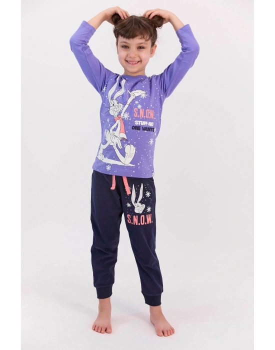 Bugs Bunny Lisanslı Snow Indigo Kız Çocuk Pijama Takımı