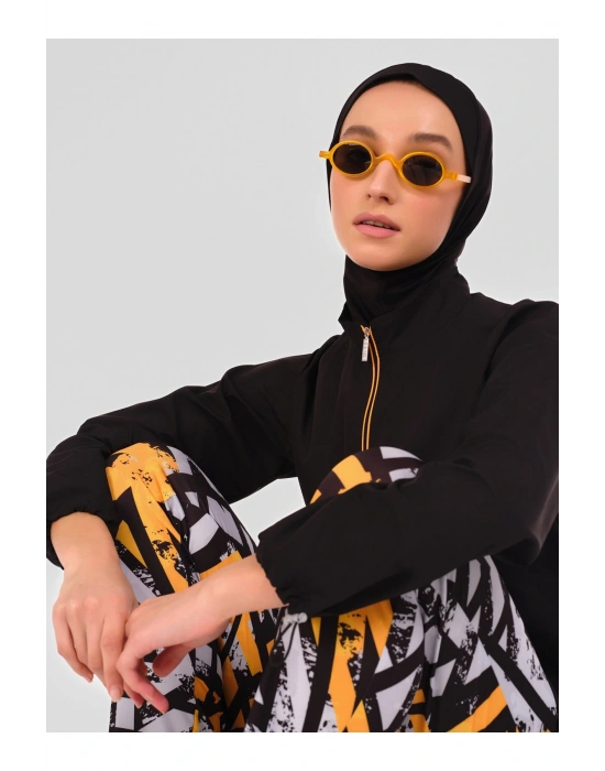 Reglan Kol Pantolonu Desenli Tesettür Mayo