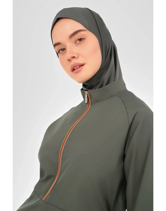 Reglan Kol Pantolonu Desenli Tesettür Mayo