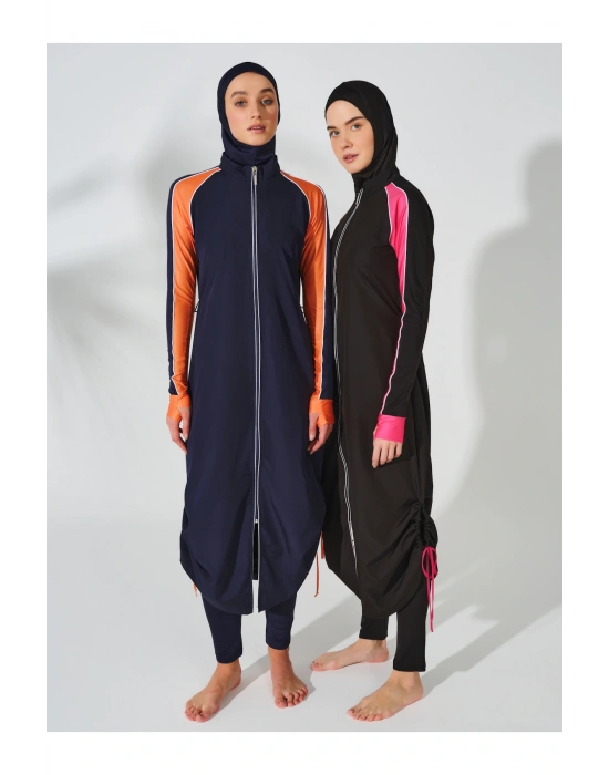 Spor Parmak Geçirmeli Uzun Tesettür Mayo