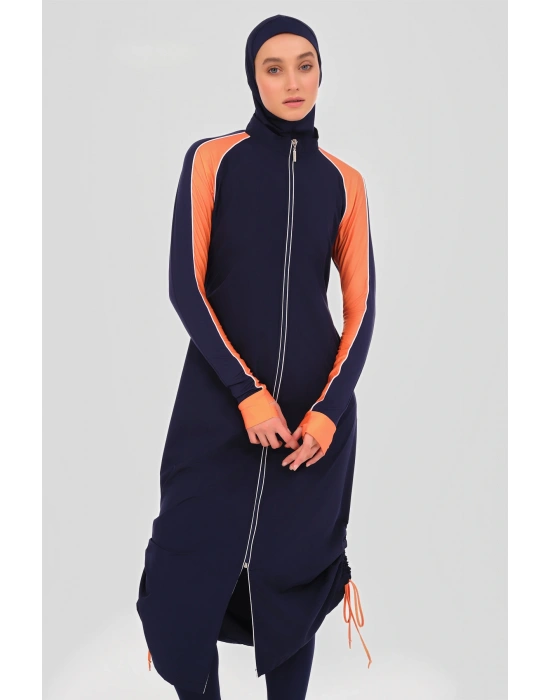 Spor Parmak Geçirmeli Uzun Tesettür Mayo