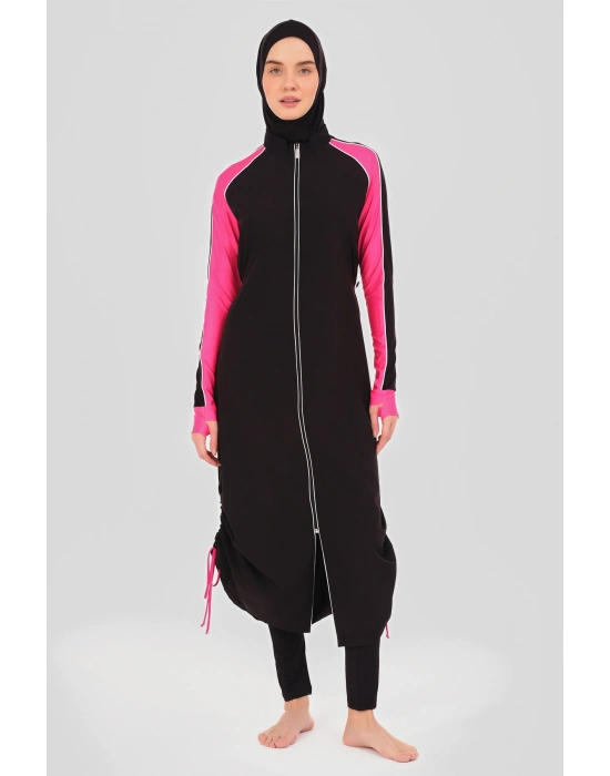 Spor Parmak Geçirmeli Uzun Tesettür Mayo