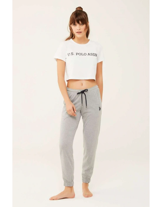 Kadın Pamuklu Lastikli Paça Gri Melanj Pijama Altı