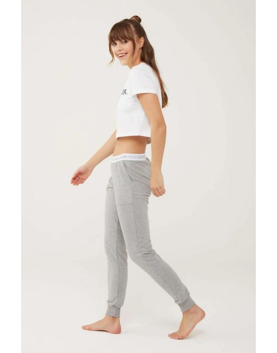 Kadın Gri Melanj Pijama Altı 16602