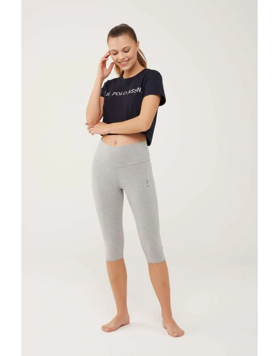 Kadın Gri Melanj Kısa Tayt 16608